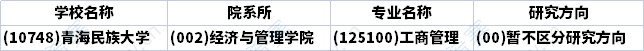 2023年青海MBA招生研究方向匯總